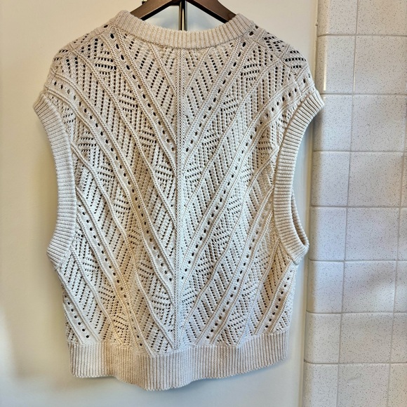 Marine Layer Cream Knit Sweater Vest Oversized Chunky XL Athleisure Cabincore - Picture 3 of 4